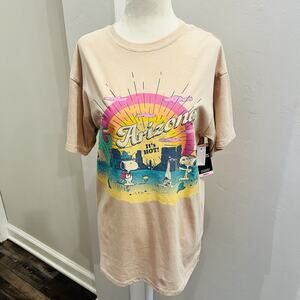 Peanuts Snoopy Women's Arizona Retro Mineral Wash Graphic Short Sleeve Tee Small